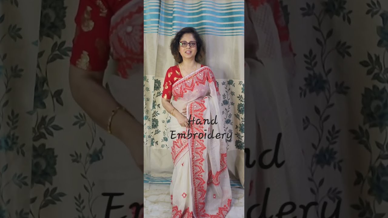 KALAKRITII। ।। RESSOM CHECK SAREE ।। HAND EMBROIDERY WORK ।। WHATSAPP 93308 39912 ।।