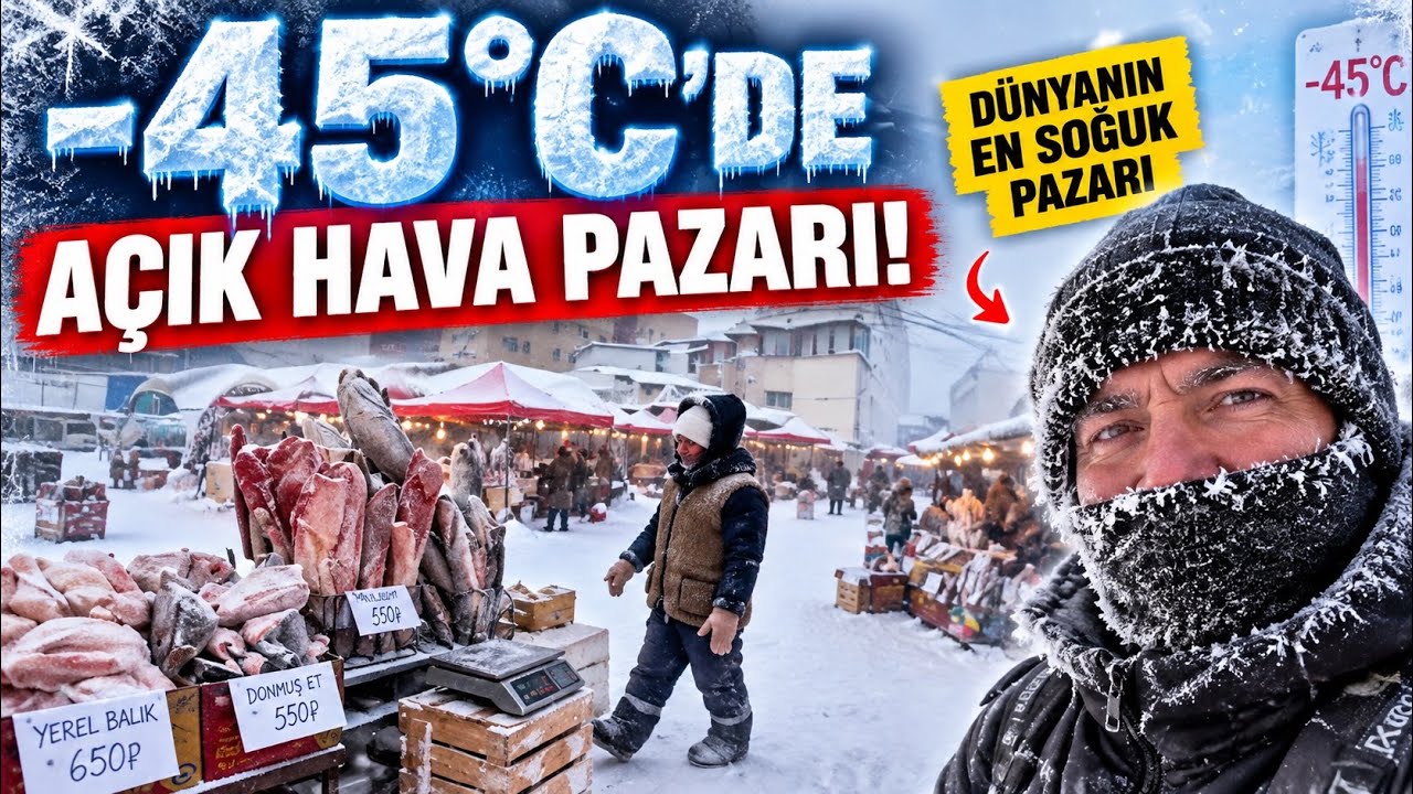 DÜNYANIN EN SOĞUK AÇIKHAVA PAZARINA GİTTİM-45 Derecede Yine Dondum Herşeyin Donduğu Şehir YAKUTİSTAN