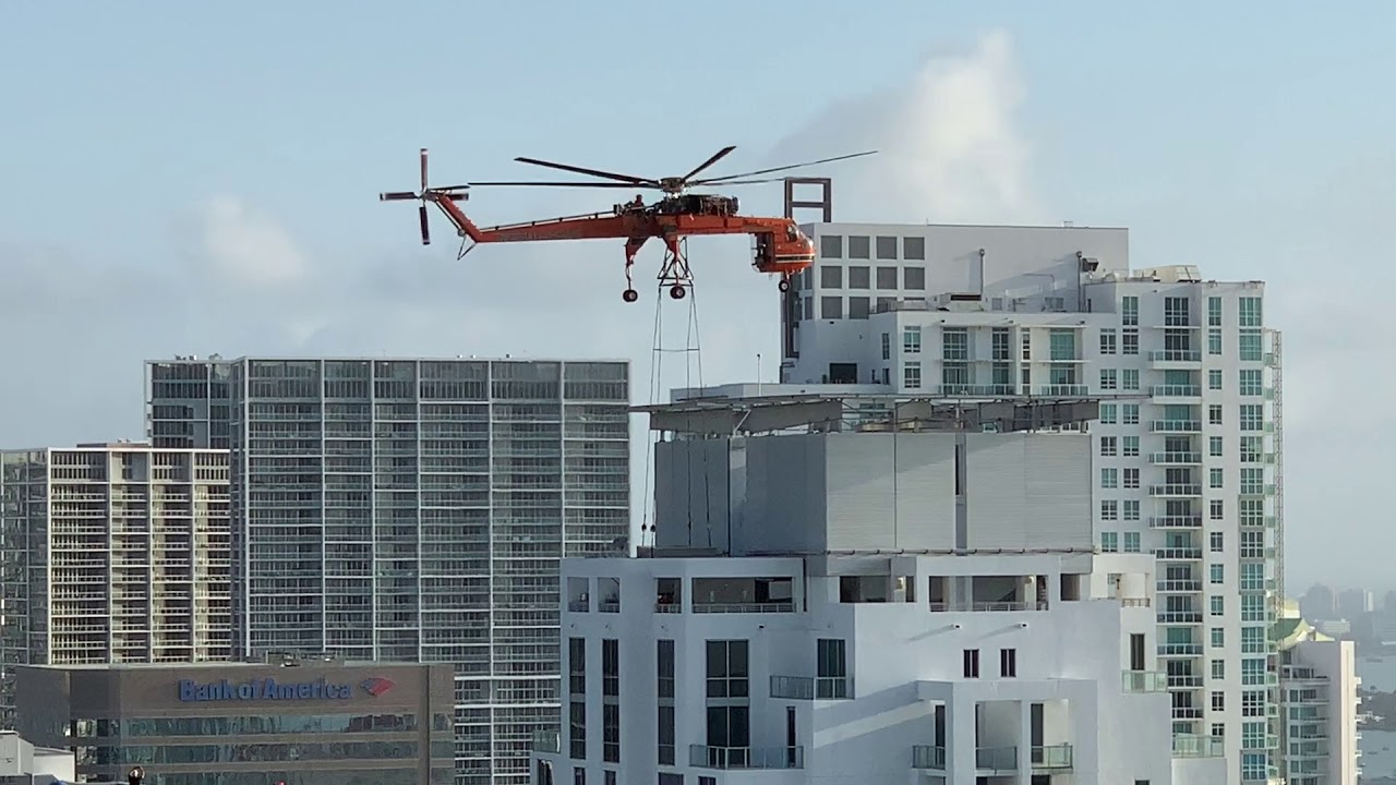 (4) Daikin RTU AC Replacement with Helicopter Aircrane @ 1060 Brickell Condominium 02/2019