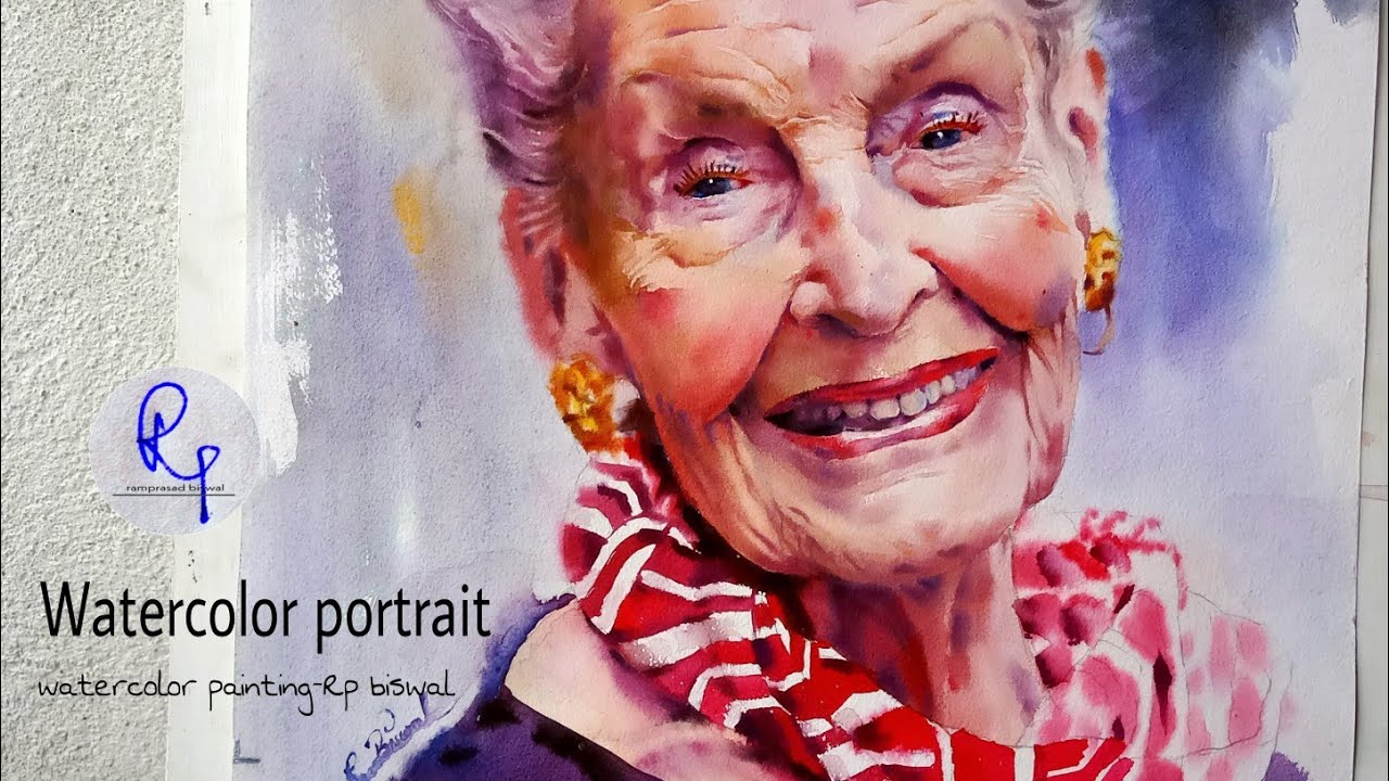 Watercolor portrait painting- Rp biswal.