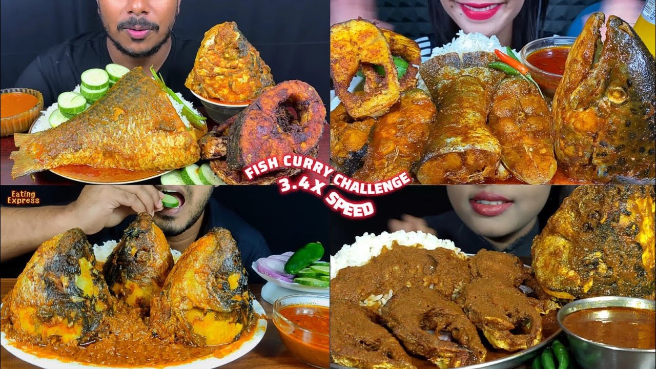ASMR: Eating Big Fish Head Curry Eating Challenge 😍😋 fried fish and fish curry with rice Mukbang
