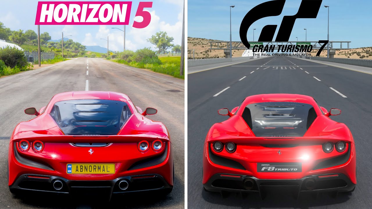 Ferrari F8 Tributo ENGINE SOUND AND TOP SPEED COMPARISON | FORZA HORIZON 5 VS GRAN TURISMO 7 |