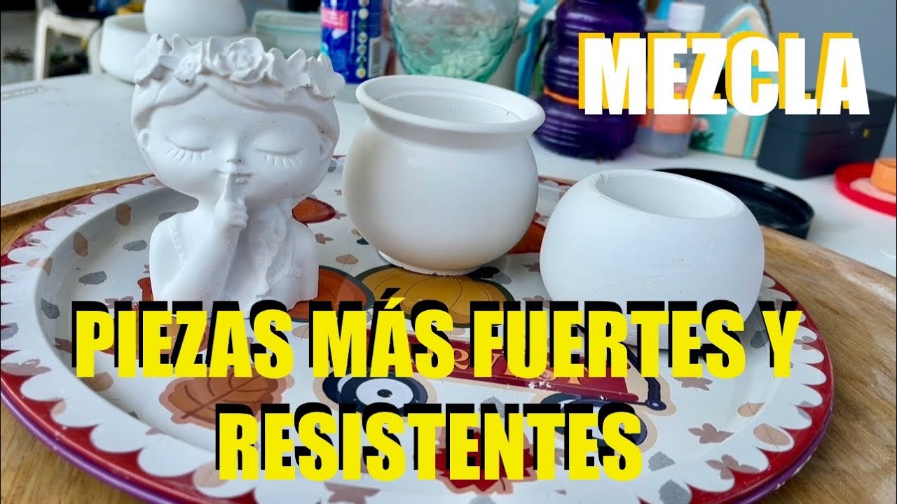 MEZCLA PARA PIEZAS  Y MACETAS DE YESOCRETO  #macetas #manuelidades #suculentas #diy #plantas #fypシ