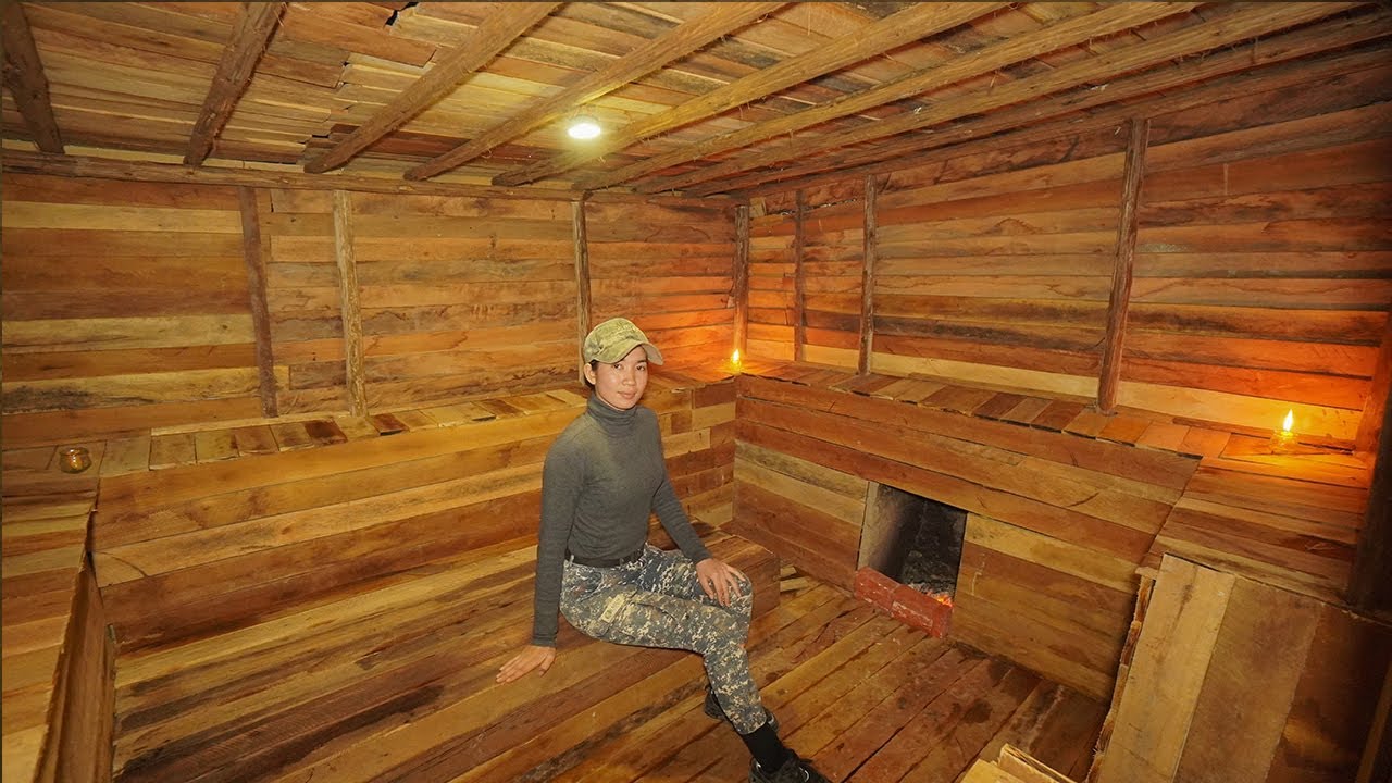 Bushcraft Winter Shelter - Building Warm Underground Survival Shelter, Fireplace , Cooking,DIY,