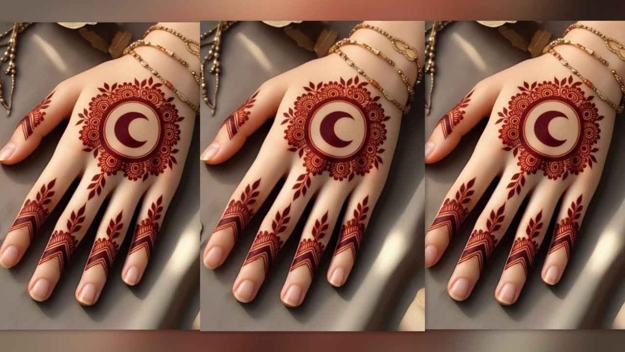Chand mehndi design|Ramadan special mehndi design|eid special mehndi design|crescent mehndi design 