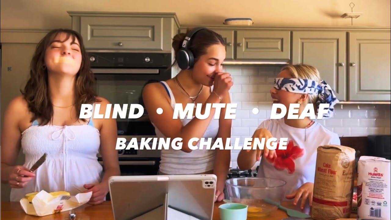 MY FIRST VIDEO!! Blind, mute & deaf baking challenge with my besties!!🙈🙊🙉