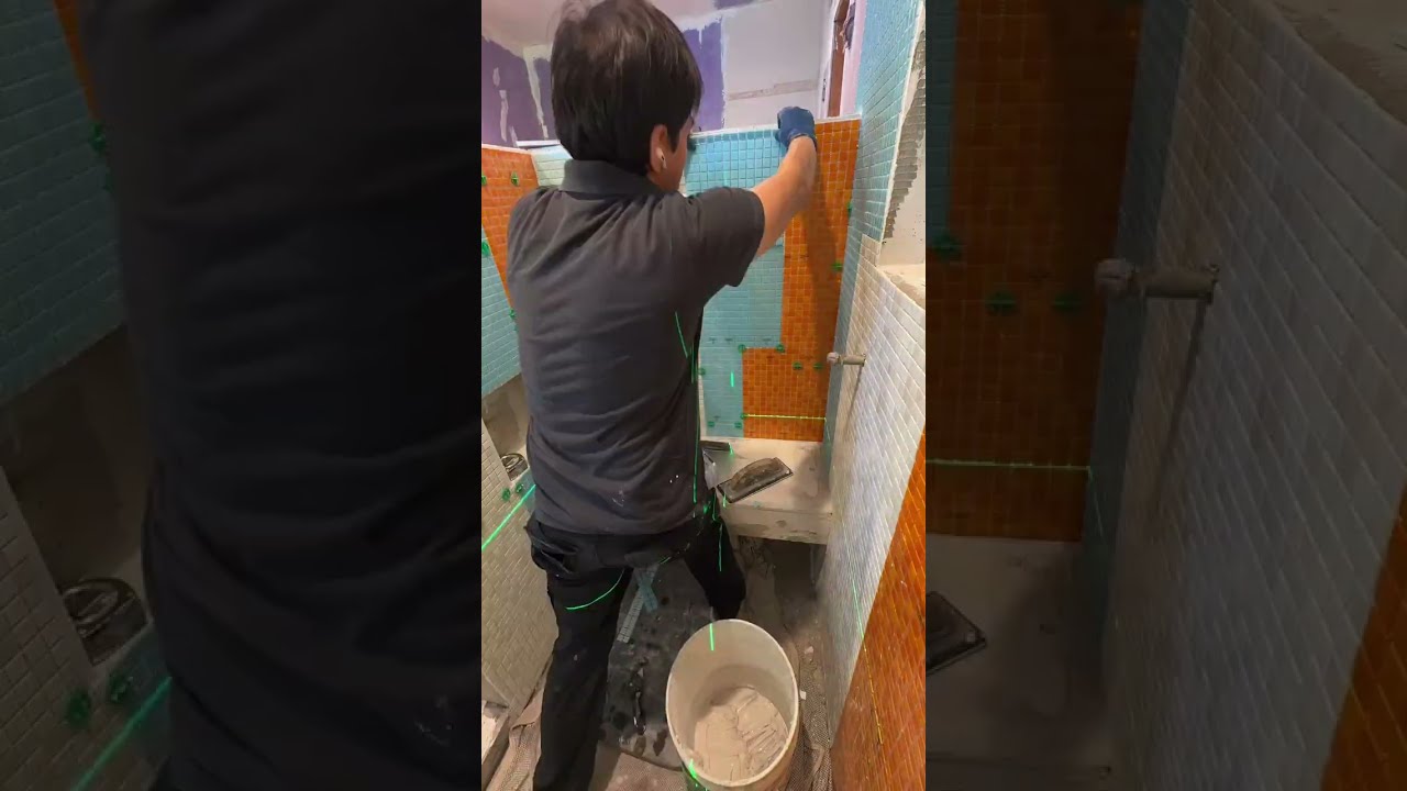 Vibrant Retro Revival: Modwalls Mosaic Shower Install, Bold Color Blocking & Precision Craftsmanship