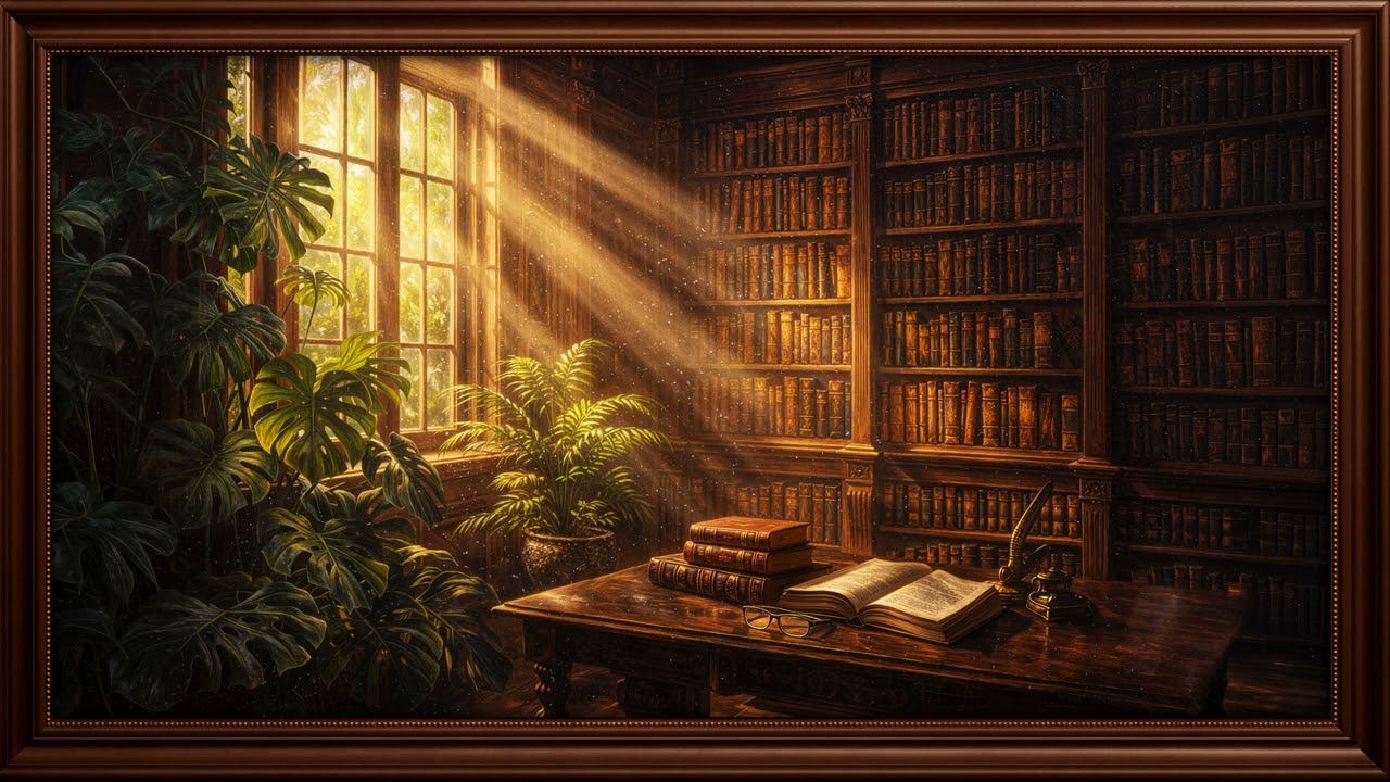 Sunlit Library Study Room 📚 Relaxing Classical Study Background with Soft Music (2 Hours)