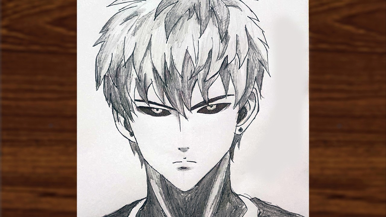 Genos Pencil Portrait Drawing | One Punch Man Anime Sketch (Real-Time Tutorial)