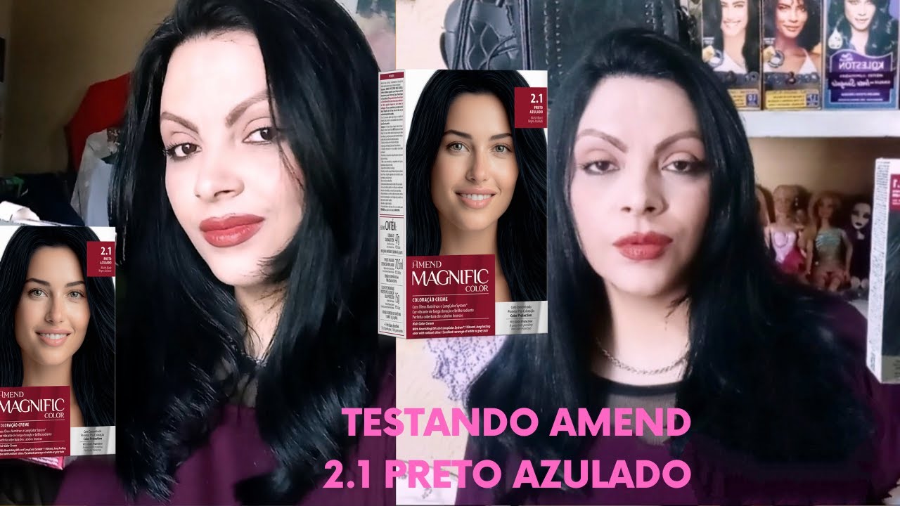 PINTEI MEU CABELO TINTA AMEND ,MAIS PRETO AZUL QUE JÁ USEI #pintandocabeloemcasa #cabelo