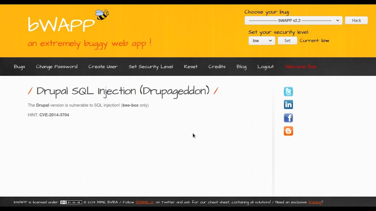 Drupal SQL Injection Drupageddon   Low Security Level