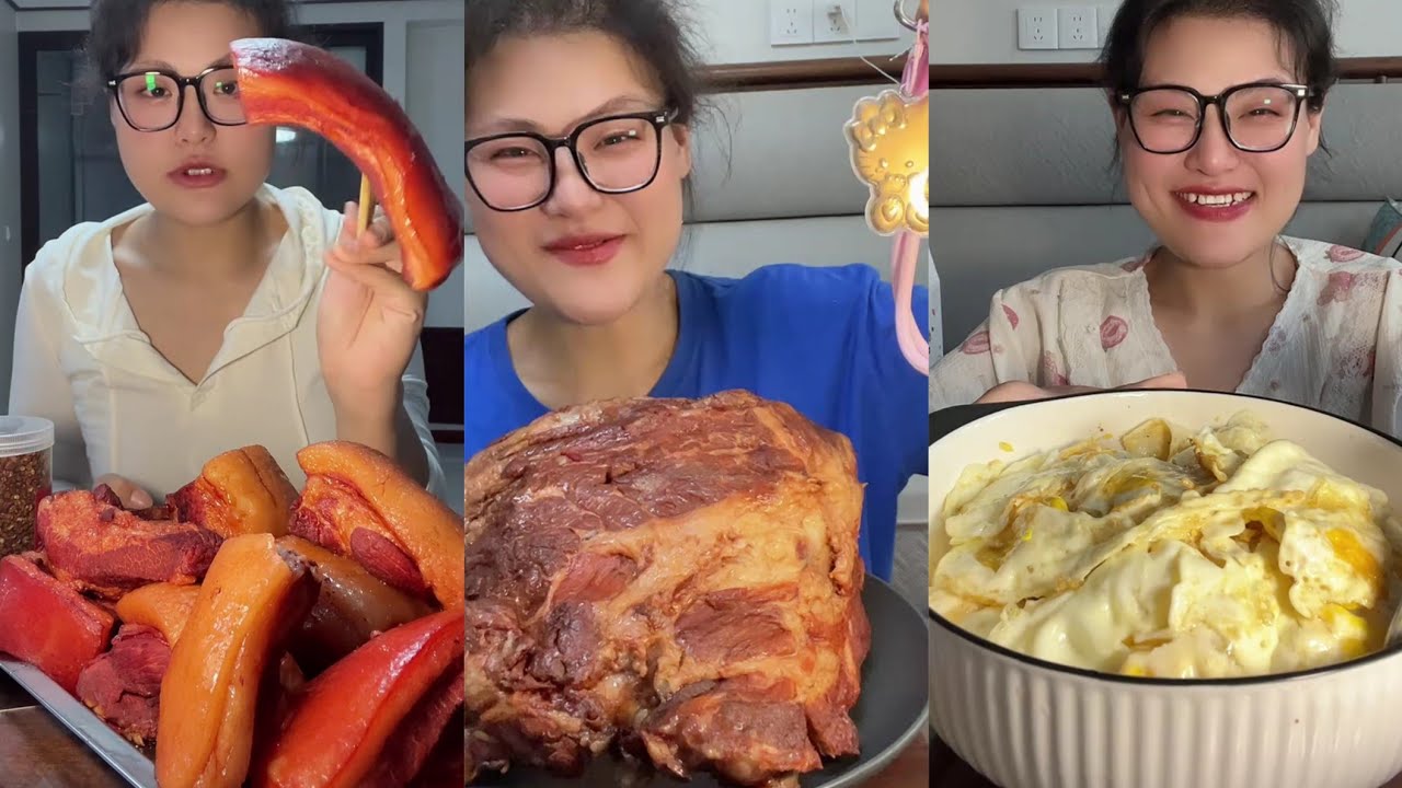Yummy /Eating Challenges 🤤 Pork belly Spicy noodles 🍜😋 fired chicken 🍗#eatingshow #delicious #eat 