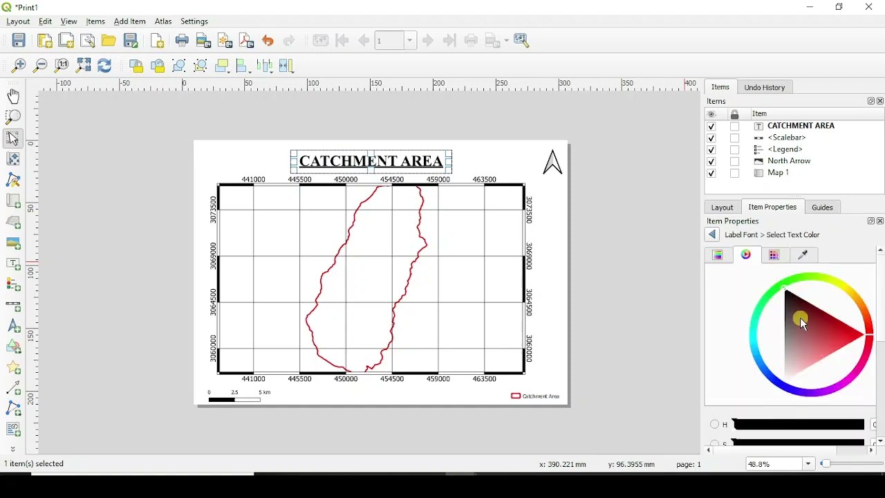 Layout of catchment area using QGIS || With Intervals Trials