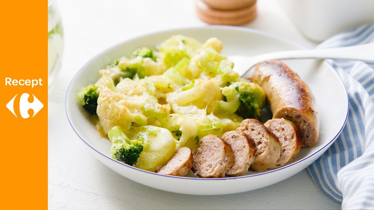 Groentegratin met worst