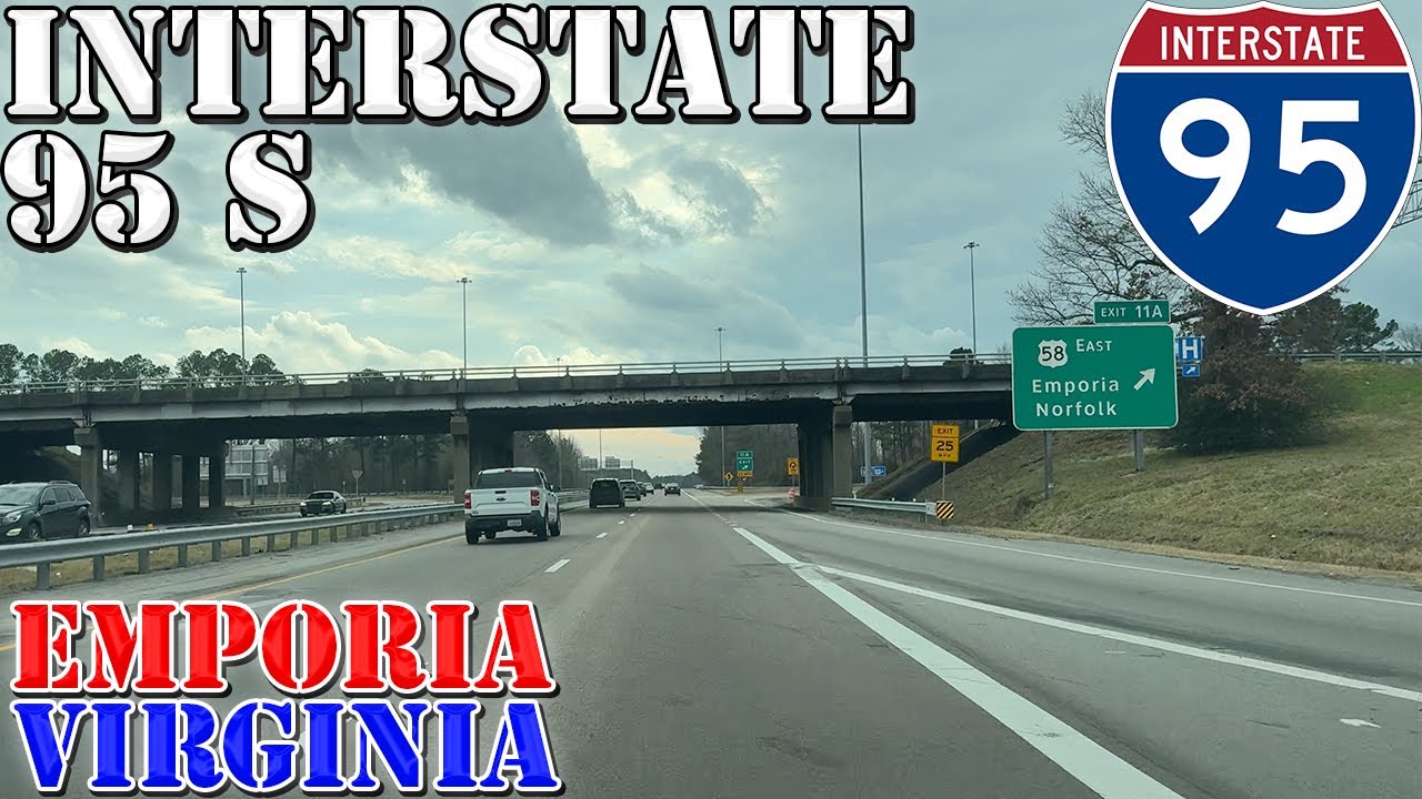 I-95 South - Emporia Virginia to North Carolina State Line - 4K Highway Drive