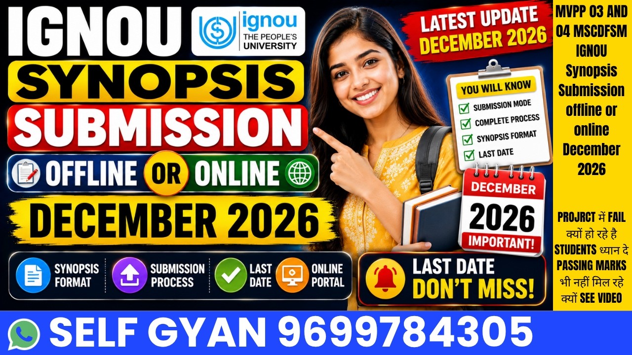 MVPP 03 AND 04 MSCDFSM IGNOU Synopsis Submission: Offline or Online December 2026, ignou project ...