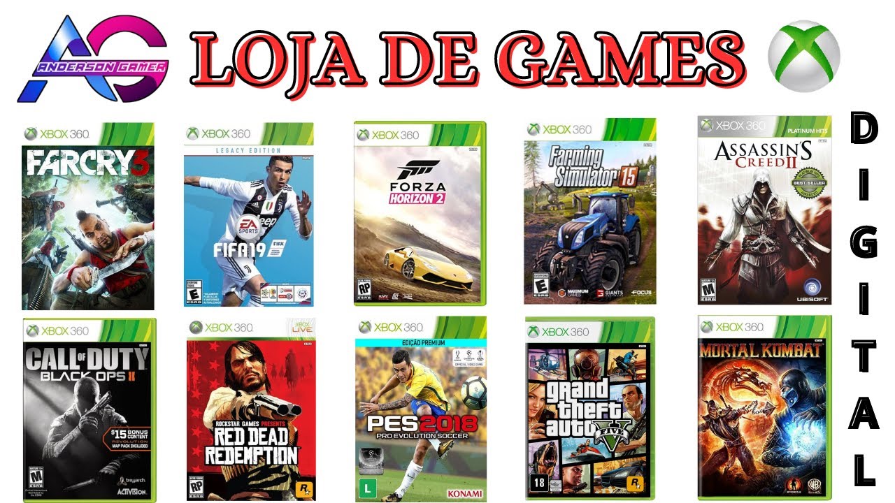 JOGOS XBOX 360  MIDÍA DIGITAL ANDERSON GAMER