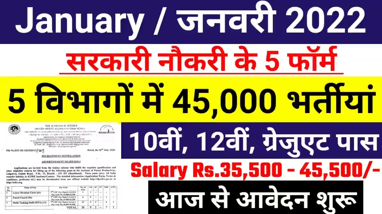 Top 5 January Vacancies 2022 |Jan2022 upcoming vacancies|Jan2022 starting bharti|GOVT JOB KNOWLEDGE|