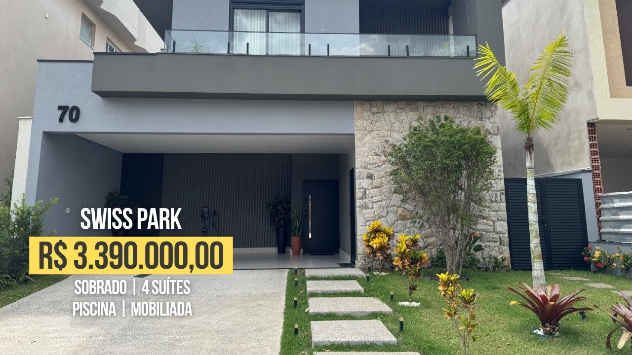 SOBRADO MODERNO NO SWISS PARK CAMPINAS | 4 SUÍTES + PISCINA AQUECIDA + FOTOVOLTAICA (TOUR COMPLETO)