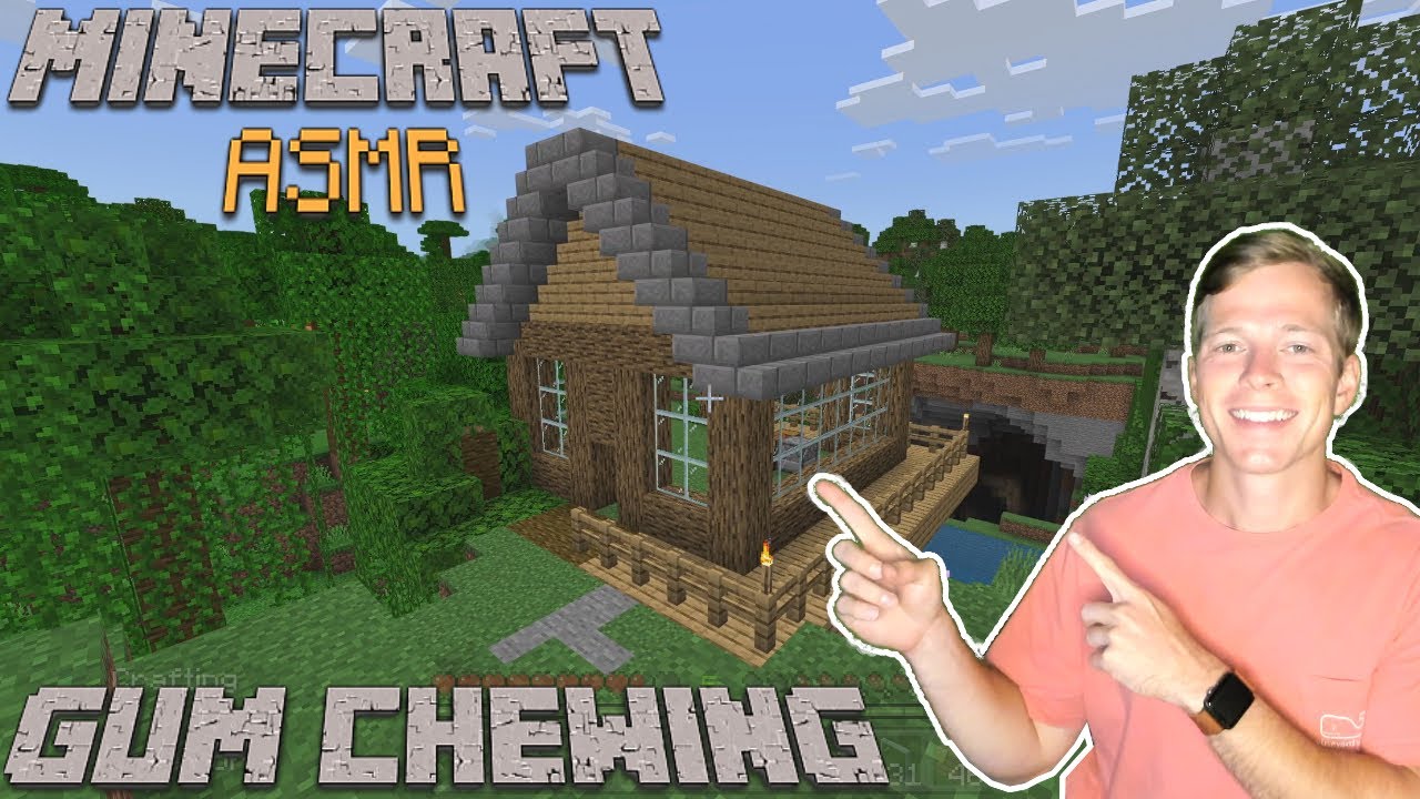 Minecraft ASMR: Building a Cozy House in the Woods - Gum Chewing & Whispering