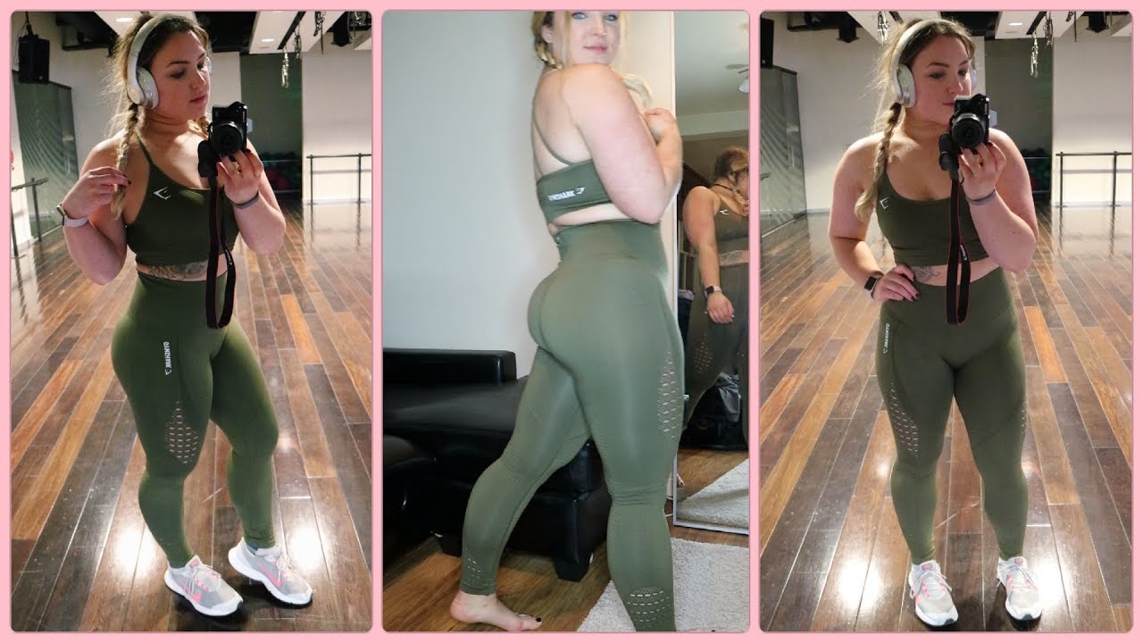 GYMSHARK SEAMLESS ENERGY LEGGINGS IN KHAKI | TRY ON HAUL | SQUAT TEST | INITIAL REVIEW