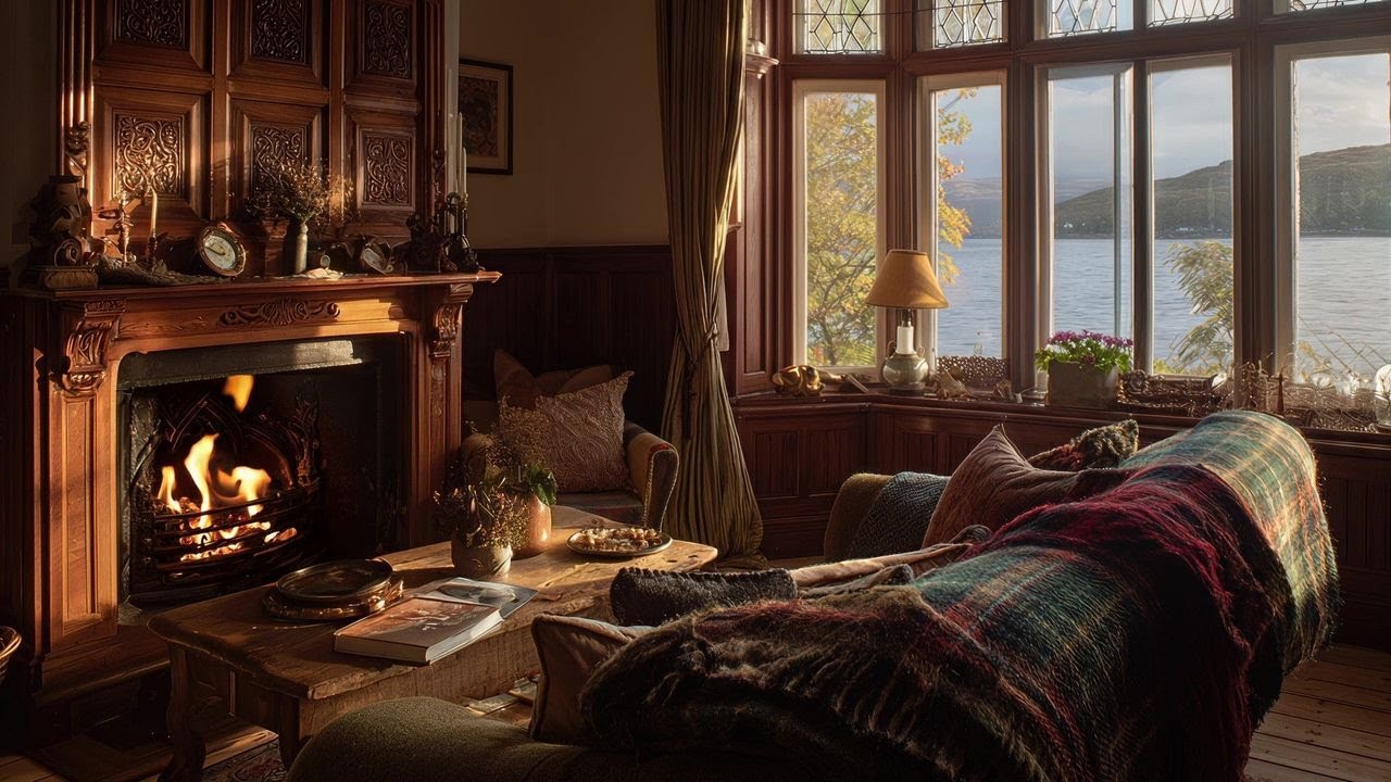 🔥 Highland Cottage Fireplace Ambience | Realistic Cozy Room for Sleep & Relaxation | No Ads 🕯️