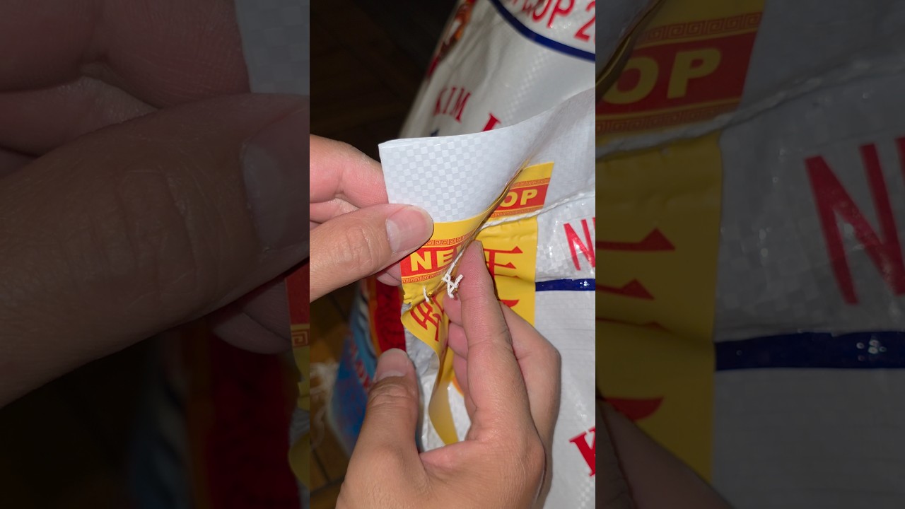 How to Undo Remove the Rice Bag Sack String so You Don't Have to Cut the Top Off and Can Reuse It