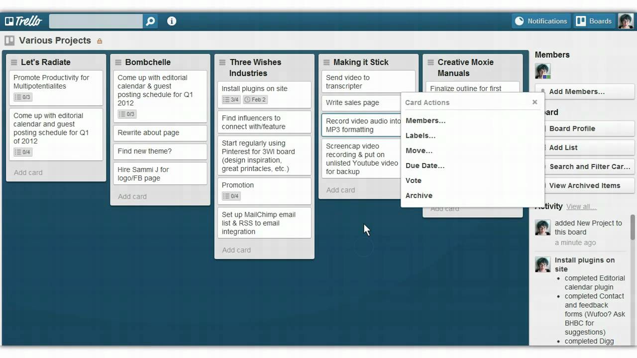 Using Trello to Manage Multiple Projects