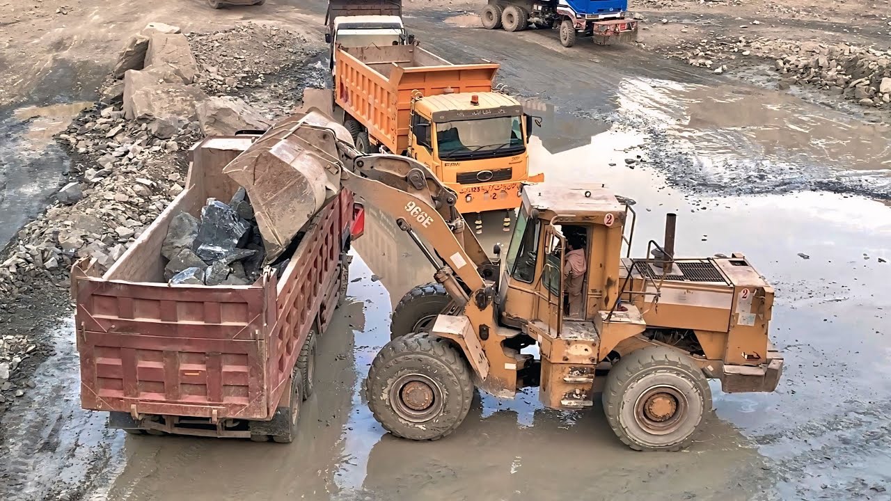 Massive Rock Loading Show By Powerful 966 Wheel Loader 