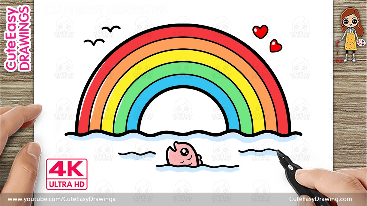 How to Draw a Cute Rainbow with Fish &ndash; Easy Drawing for Kids and Beginners