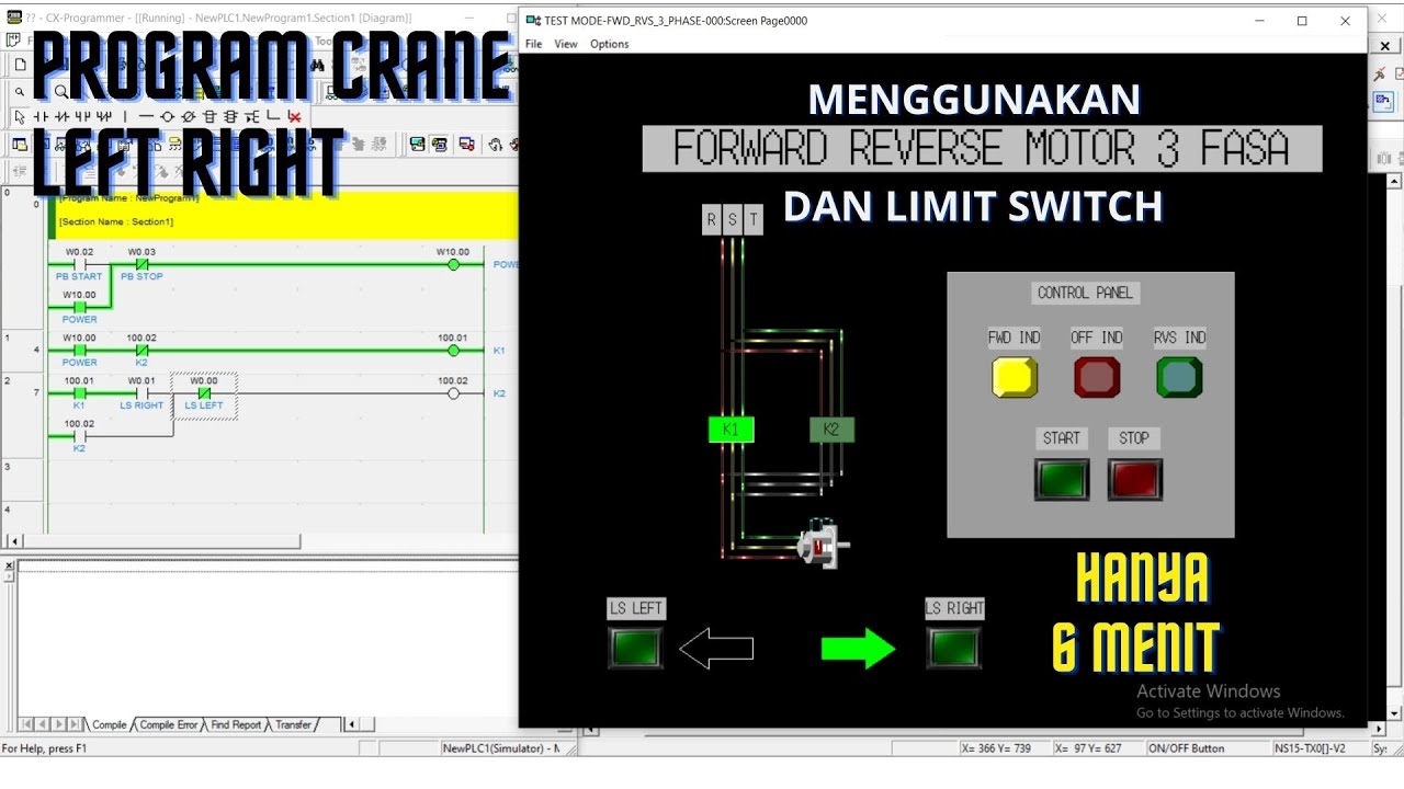 Program safety crane dengan plc omron || aplikasi limit switch sebagai safety system crane
