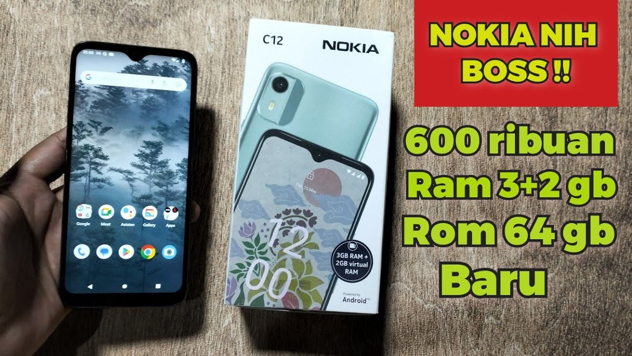 HP 600 RIBUAN REVIEW NOKIA C12 3+2/64 . MURAH , MEMORY GEDE, ANDROID 12 GO