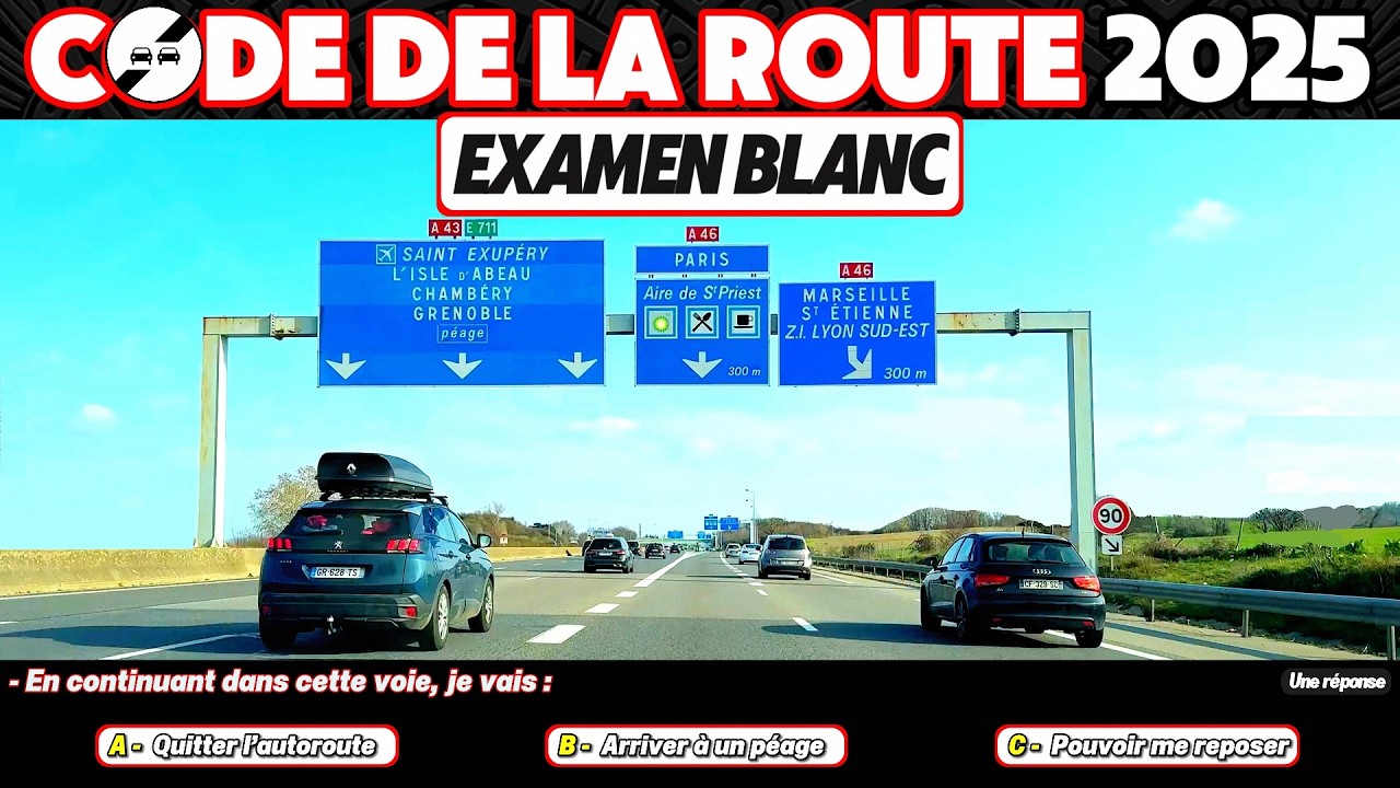 TEST du code de la route 2025 # 10 - 40 Questions à l'Examen blanc du permis de conduire + Réponses