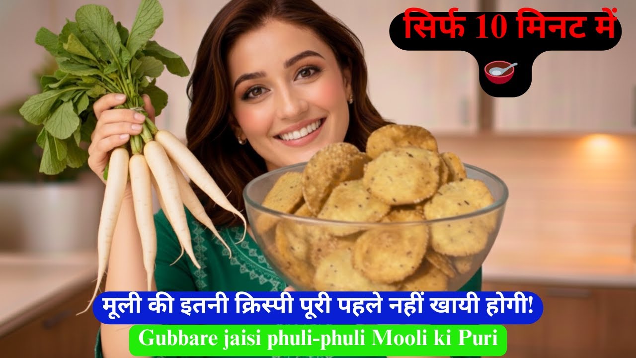 सर्दी वाली स्पेशल मूली की मसाला पूरी   | suji muli ki crispy puri | ❄️ चाट के लिए नयी पूरी