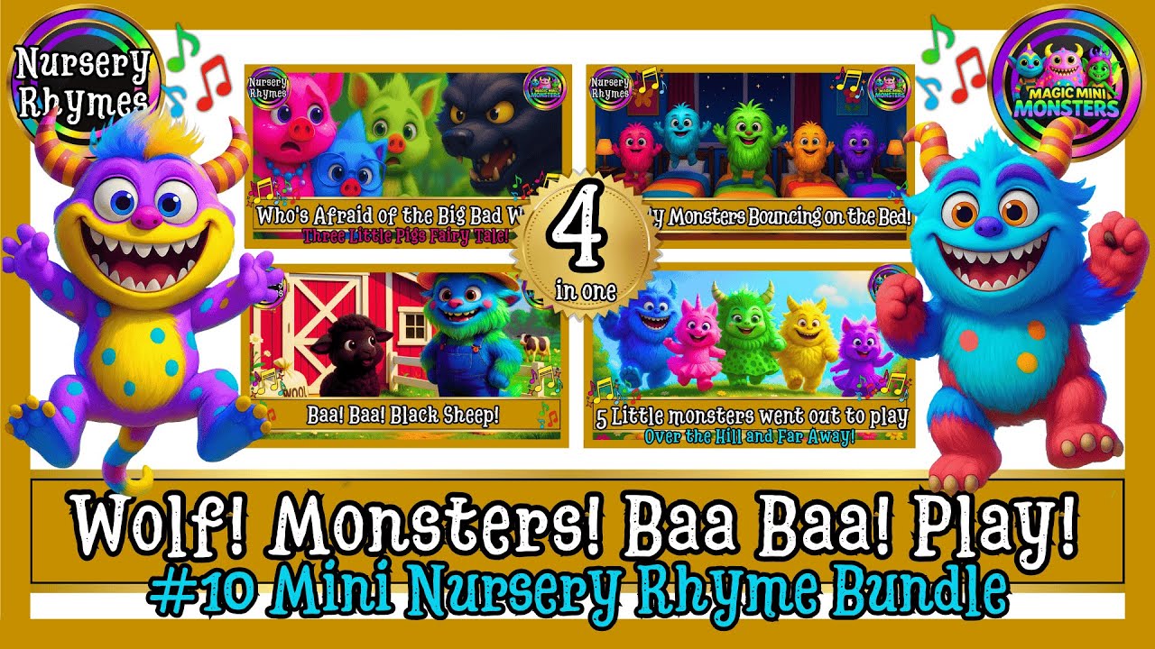 #10 Mini Nursery Rhyme Bundle | 4-in-1 Favorites | Kids Songs | Magic Mini Monsters