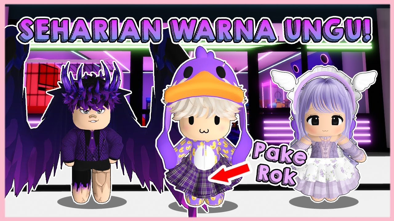 ACIL DEMON DAN ANGEL Seharian Makan Dan Minum Warna UNGU! LUCU BANGET🤣- Roblox Brookhaven Roleplay🏡