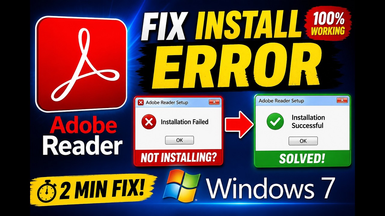 Fix Adobe Reader Installation Error in Windows 7 |  Can&rsquo;t Install Adobe Reader on Windows 7