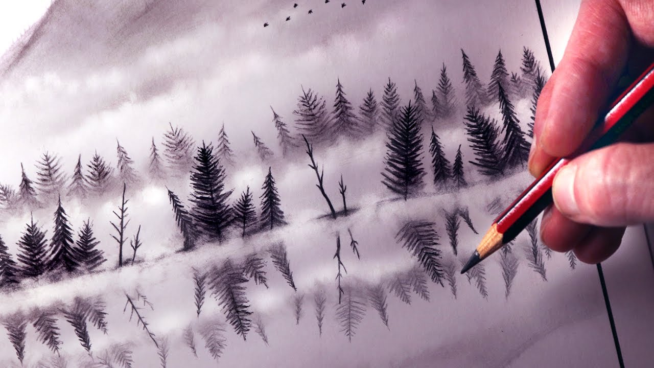 How to Draw a Misty Lake