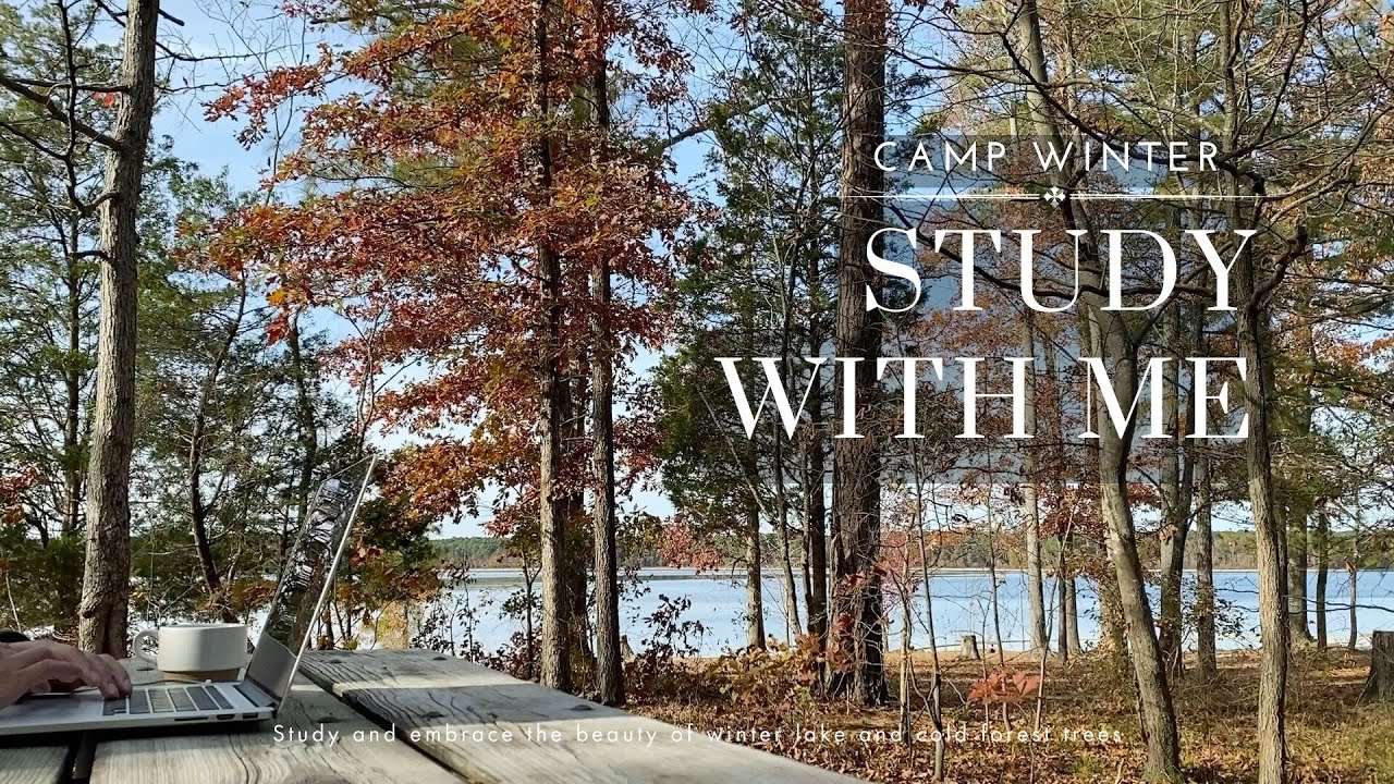 1.5-HOUR STUDY WITH ME / 🗻 Winter Lake Camp / 🎵 Calm Piano & Natural White Noise / Pomodoro 30-5