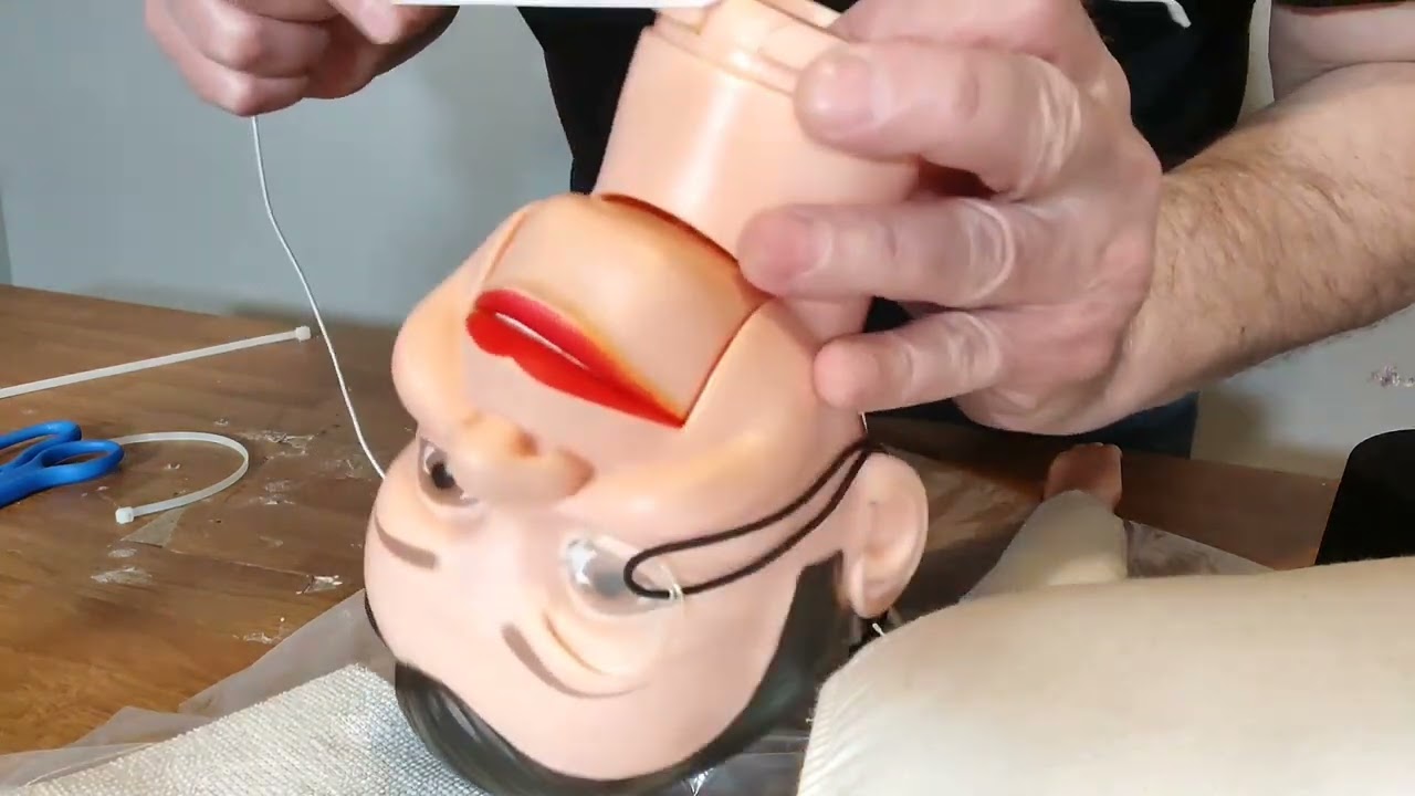 DIY repairing Charlie McCarthy ventriloquist dummy mouth