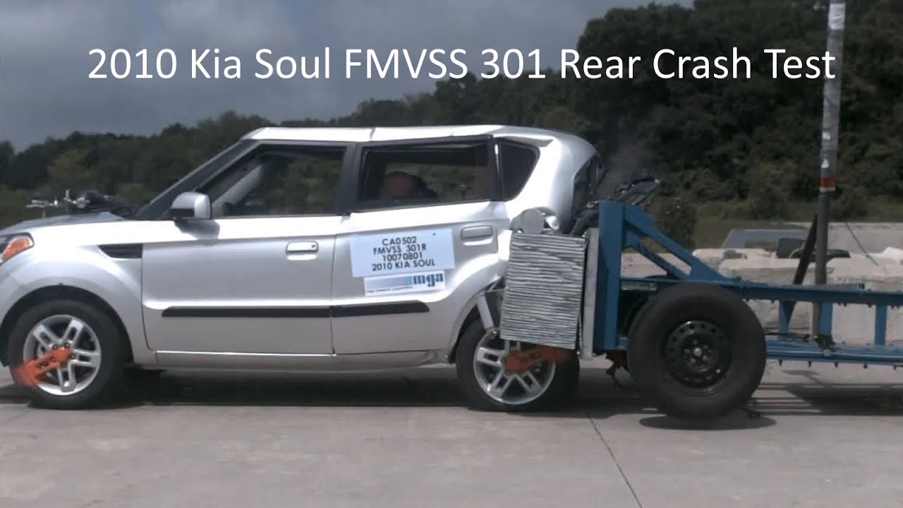 2010-2013 Kia Soul FMVSS 301 Rear Crash Test (50 Mph)