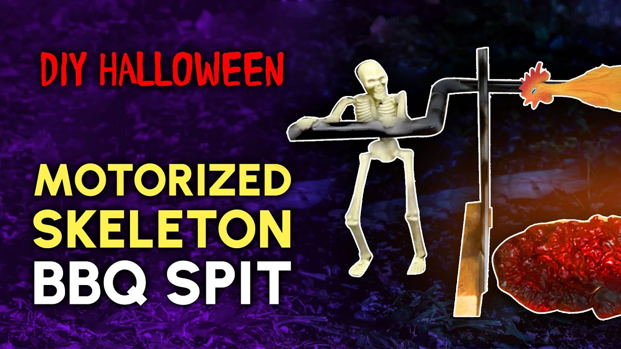 Motorized Skeleton Rotating Rotisserie Spit (Cheap DIY Halloween Prop)