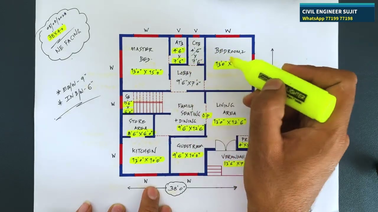 38x40 House Plan | 38x40 Ghar Ka Naksha | 38x40 Makan Ka Naksha | 38x40 Home Design Map