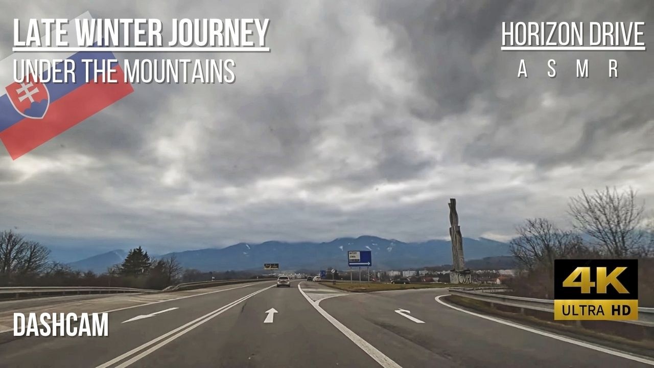 Moody Late Winter Journey 🌫️ From Industrial Dam to City Under Mountains | Slovakia ASMR (4K) Part 1