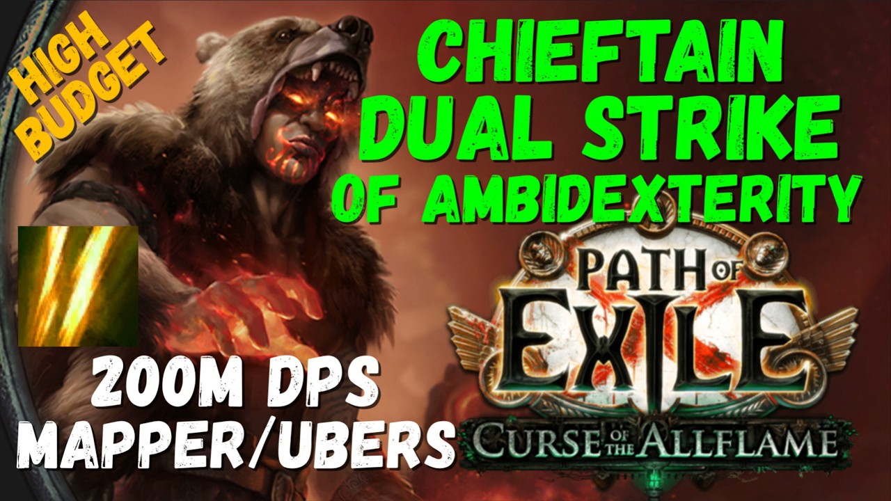 [POE 3.29] Chieftain Dual Strike of Ambidexterity Build 💥 200M DPS & Tanky