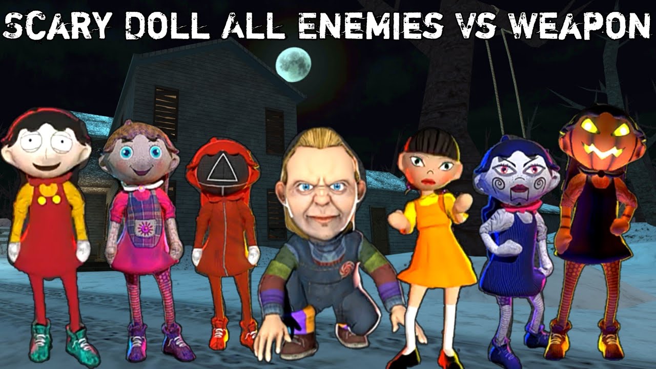 Scary Doll All Skin Vs Weapon | Scary Doll All New Enemies Vs Weapon New Update