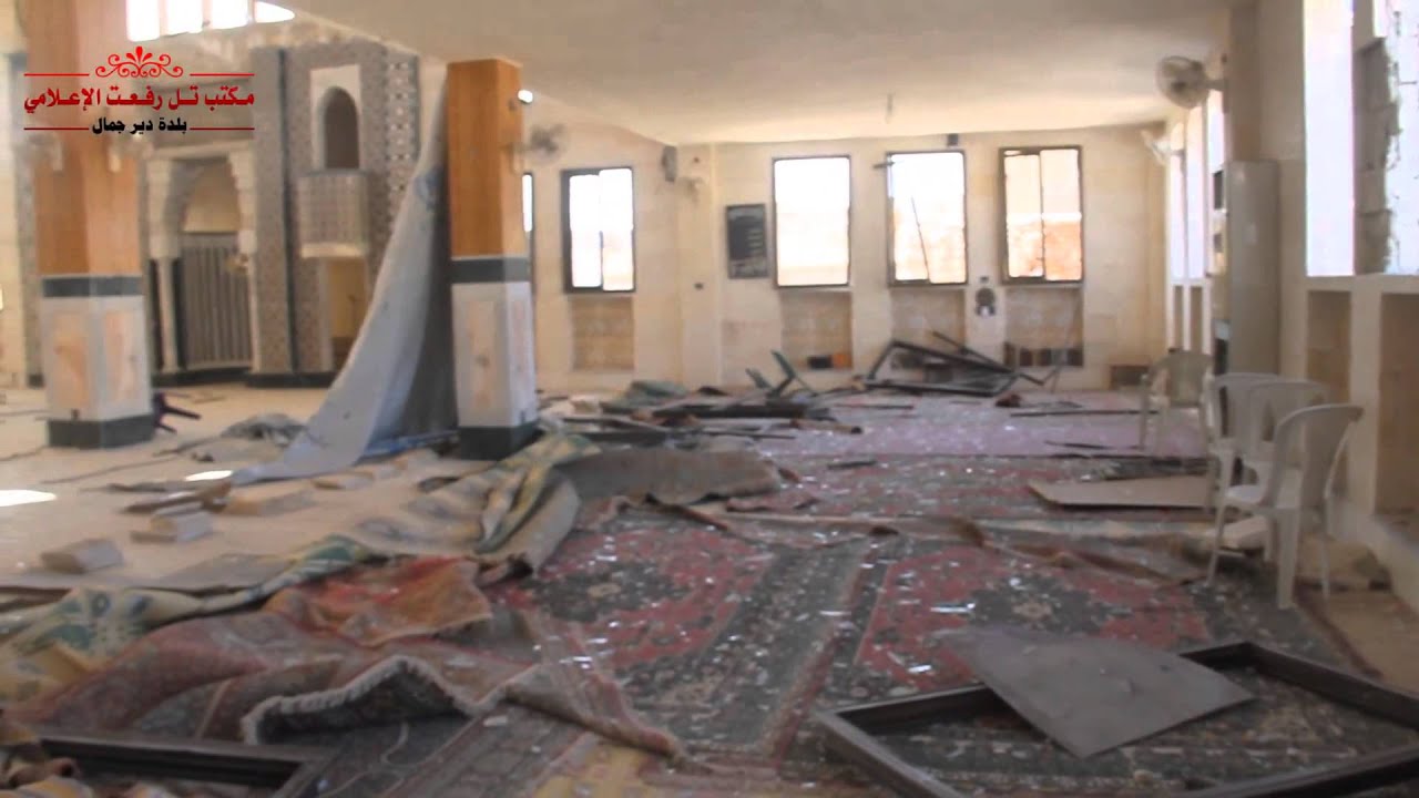 شام ريف حلب دير جمال كلمة لأحد المشايخ بعد قصف الطيران الحربي على المساجد 6 4 2015