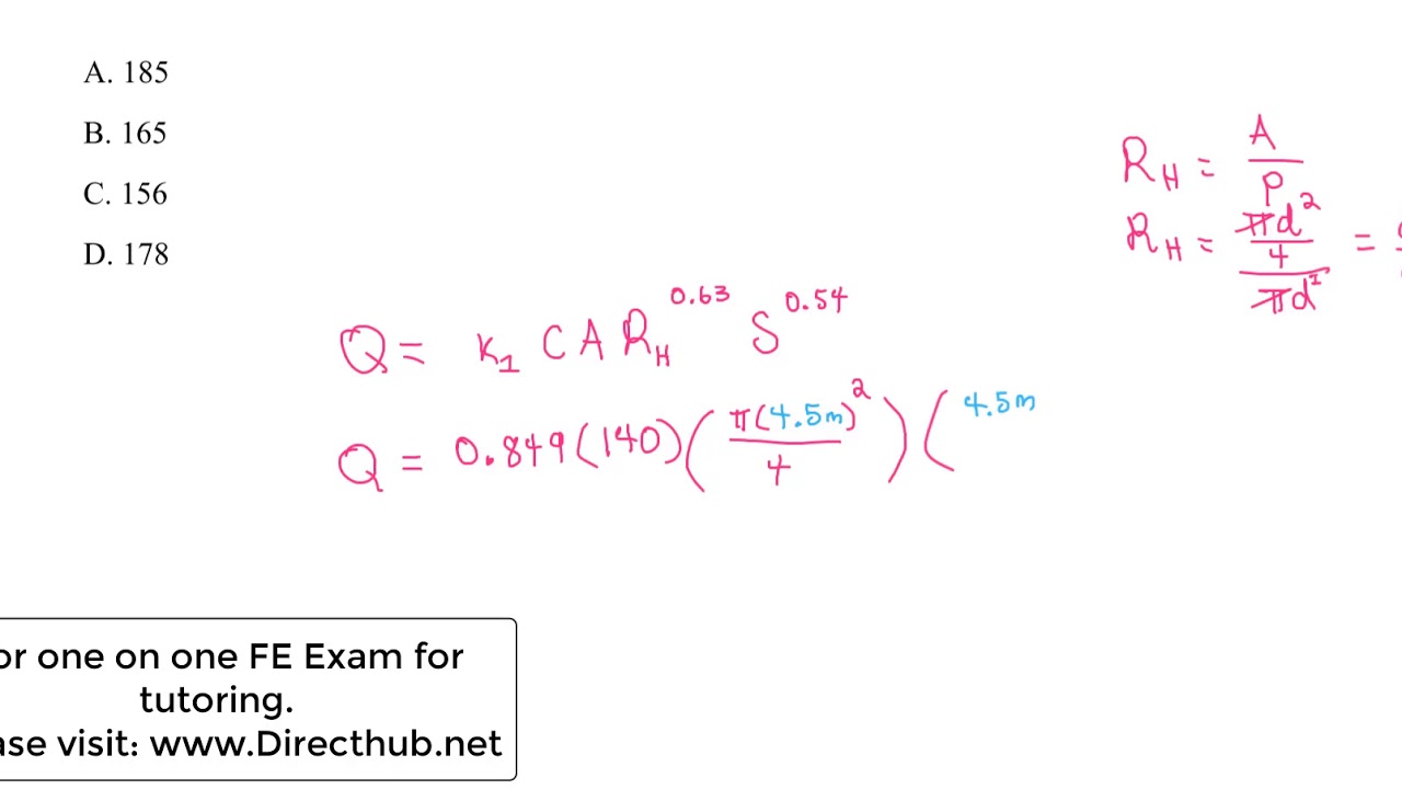 FE Exam Review - Fluids - Hazen Williams / Manning Equations