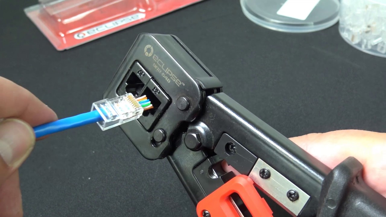 How To Crimp RJ45 Pass Through Modular Plugs w/ QuikThrough Crimp Tool