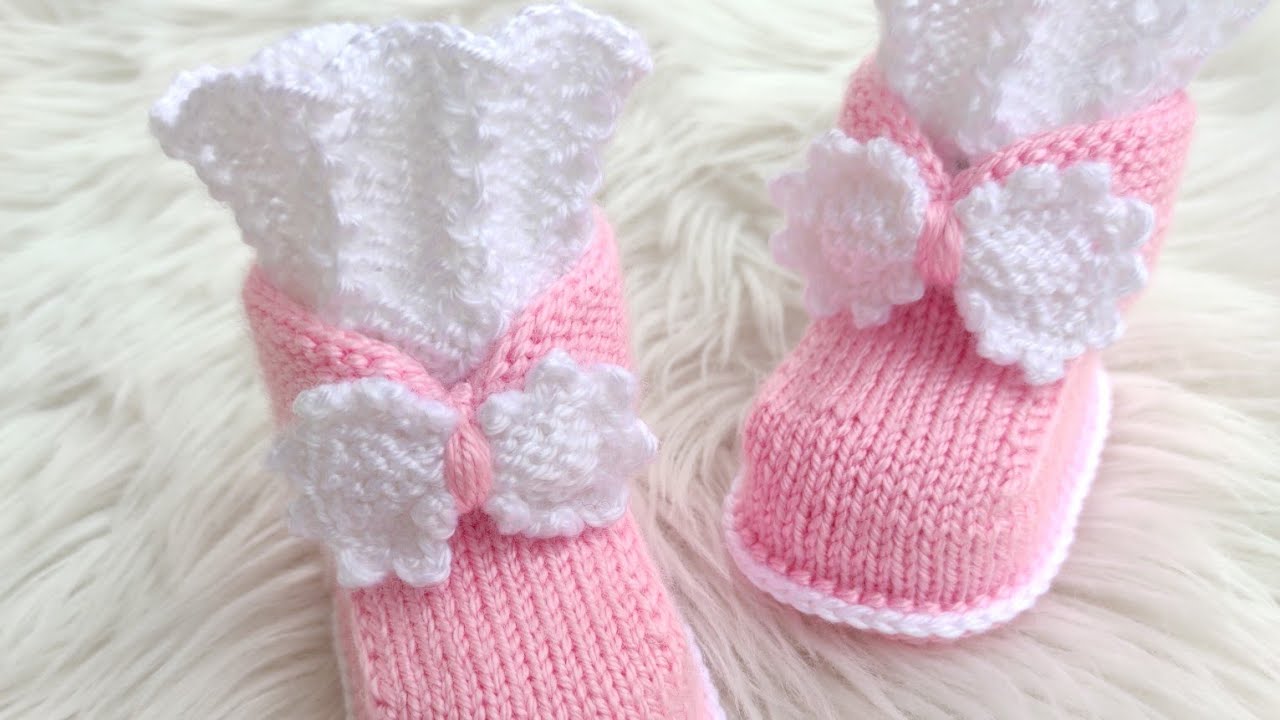 İki Şişle 1 Yaş Kız Bebek Patiği Knitting baby booties #bebekpatiği #bebekorguleri #patik